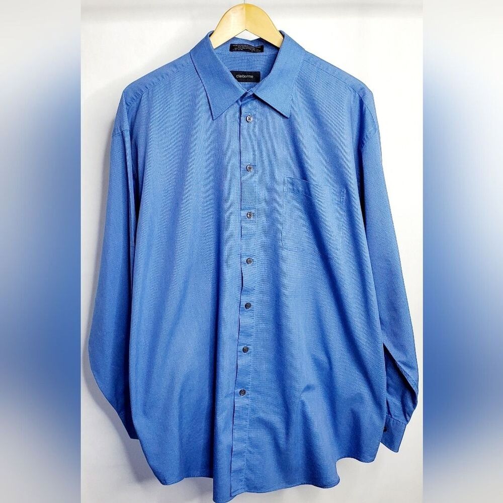 Men's Claiborne Blue Button Down Long Sleeve Shirt - Size XL